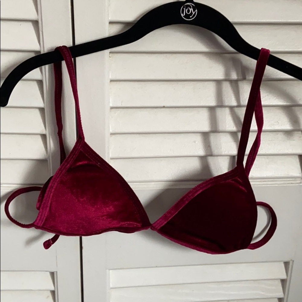 Maroon velvet bikini top